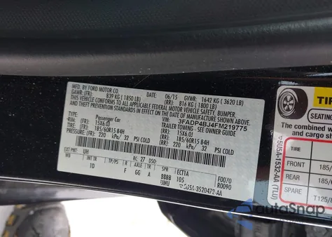 2015 Ford Fiesta Se из США, поврежденный, VIN 3FADP4BJ4FM219775